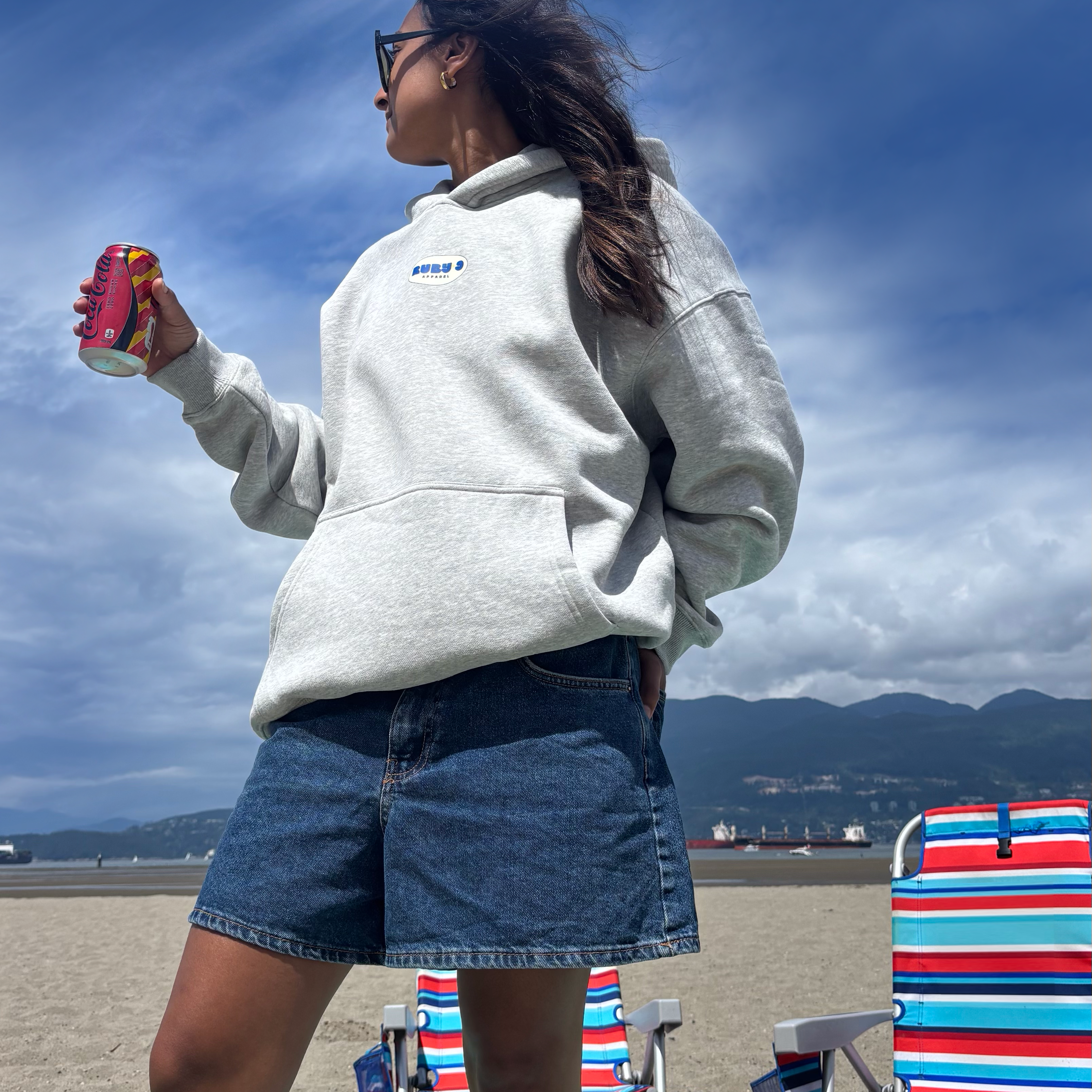 Ruby 9 Badge Logo Oversized Hoodie